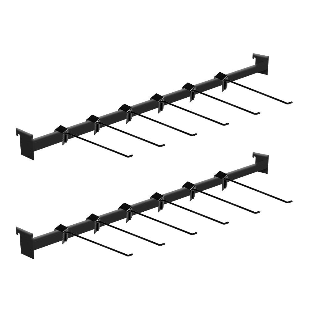 Kit 2 Réguas 91cm Para Gôndola + 12 Ganchos 30cm Preto New Plus – SA Gôndolas