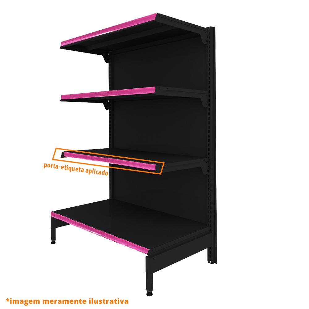 Gôndola Prateleira Preta New Plus 1,40 Ponta GP - Sa Gôndolas Porta Etiquetas Rosa