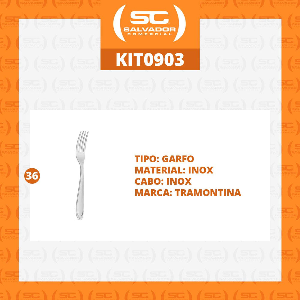 KIT - 36 Garfos de Mesa Luxo Laguna em Aço Inox GITOP - Tramontina