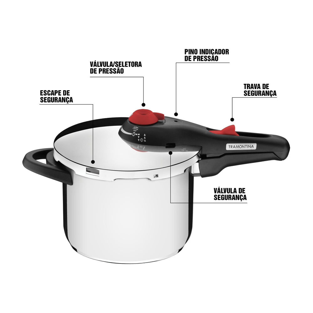 Panela de Pressão 6l Aço Inox Solar + Concha Inox Extrata - Tramontina
