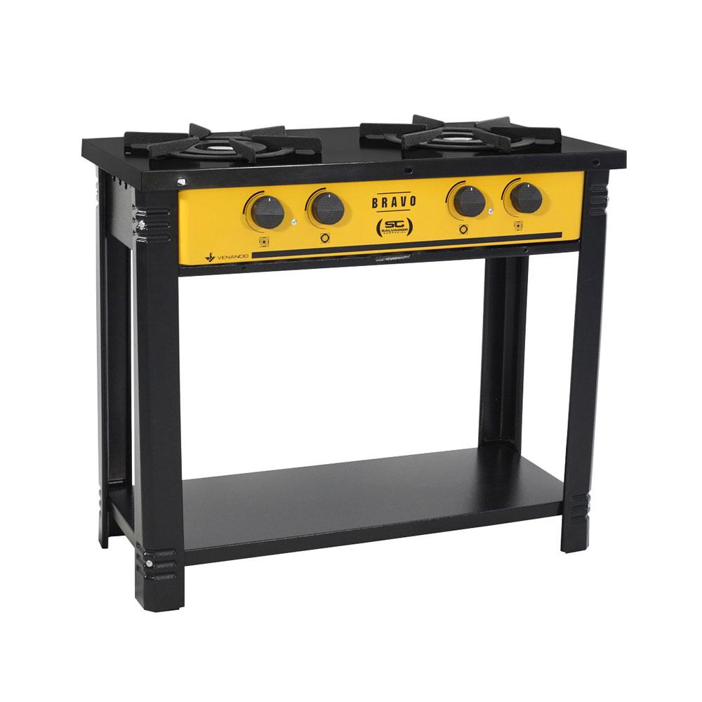 Fogão Industrial 2 Bocas a Gás Baixa Pressão Esmaltado Bravo Amarelo BR2B – Venâncio