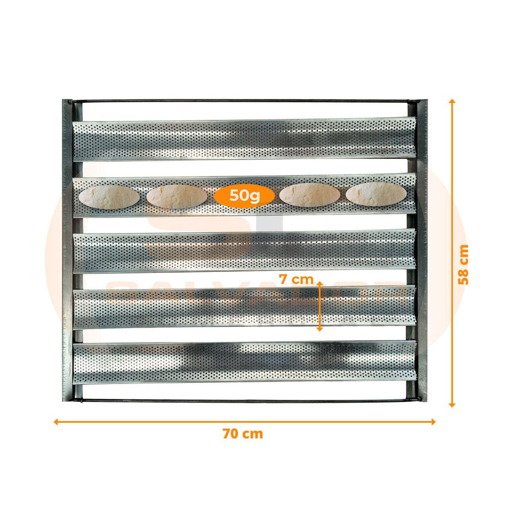 Kit 6 Esteiras Pão Francês 5 Talas Tiras Alumínio 7cm 50g 58x70 - Imeca