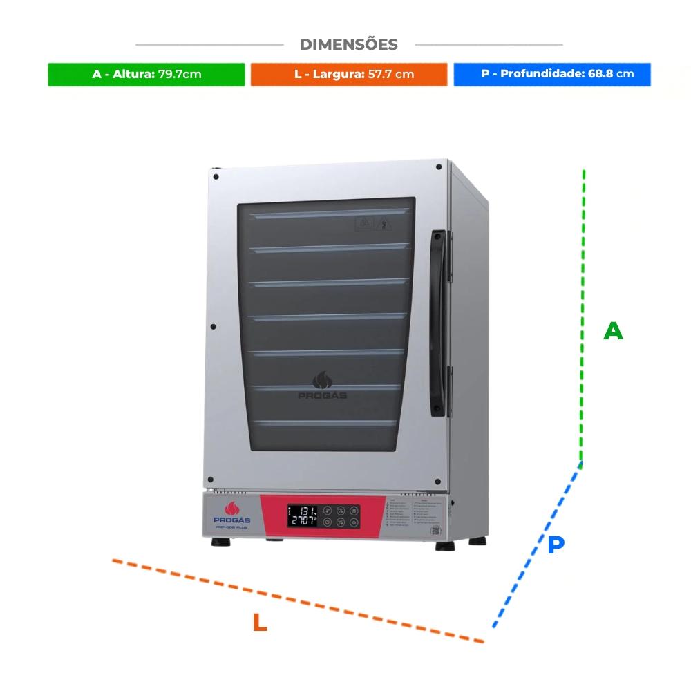 Kit Forno Turbo Elétrico Profissional Digital Prp-008 Plus 220v Vermelho + 8 Grades - Progás