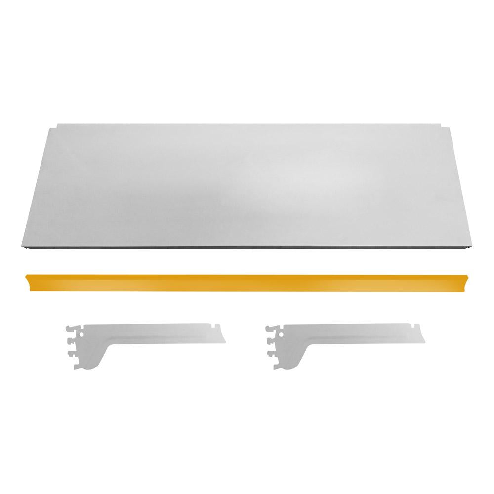Kit 3 Bandejas Prateleira 30x91 para Gôndolas New Plus Com Porta Etiqueta Amarelo - SA Gôndolas