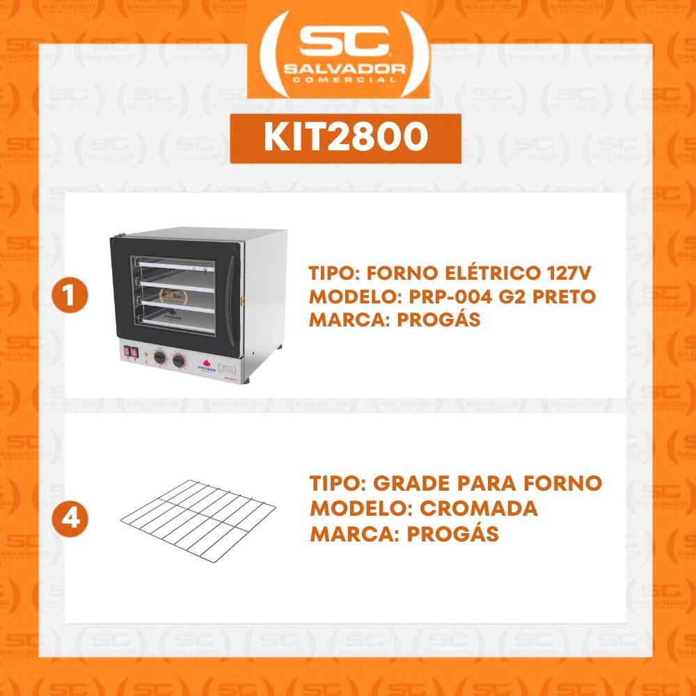 Kit Forno Turbo Elétrico Profissional Analogico Prp-004 g2 127v Preto + 4 Grades - Progás