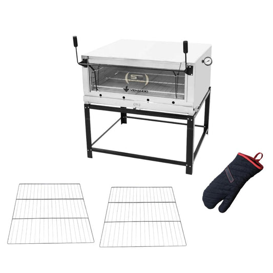 Forno Gás Industrial Pedra Refratária Roma Inox Firi110 + 2 Grades Extra + Luva Térmica - Venâncio