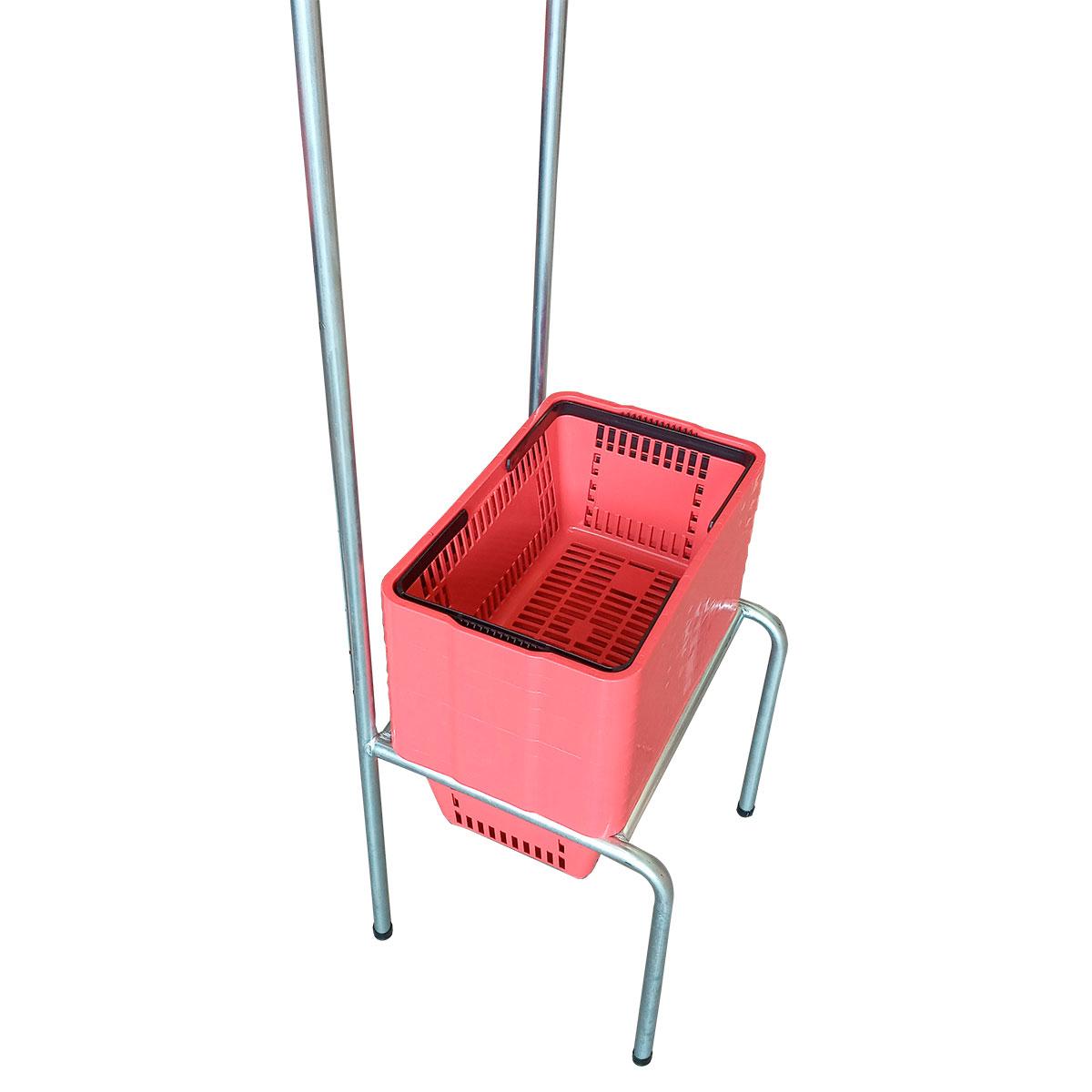 Kit - Suporte Para Cestos de Compras Simples + 30 Cestos D100 Verde