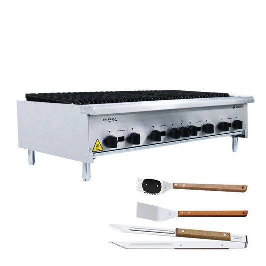 Chapa Char broiler Americana Profissional Grill 120cm Gás Inox Cgg120 e Utensílios - Venâncio
