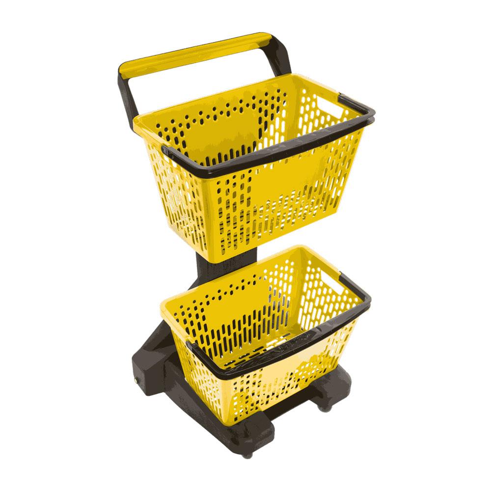 Carrinho De Compras Preto Com Cestos 12kg Removíveis Amarelo D-500 - Dellaplast