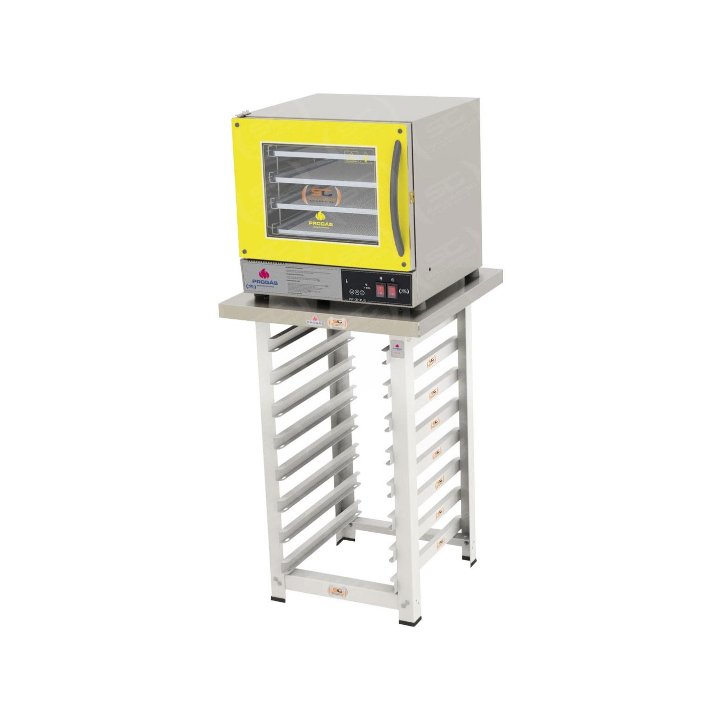 Kit - Forno Turbo Prp-004 Plus Digital 220v Amarelo + Bancada Mes-004 - Progás