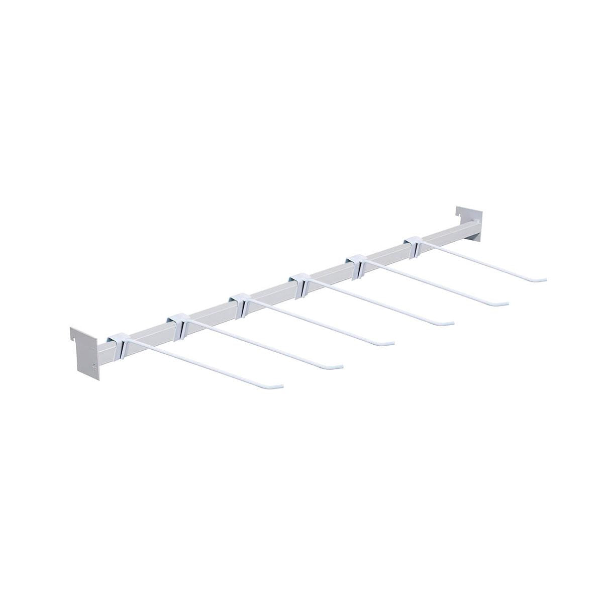 Conjunto 1 Régua 92cm e 6 Ganchos Simples 30cm Para Gôndolas Premium Flex Branco - Amapá