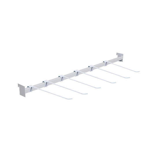 Conjunto 1 Régua 92cm e 6 Ganchos Simples 30cm Para Gôndolas Premium Flex Branco - Amapá