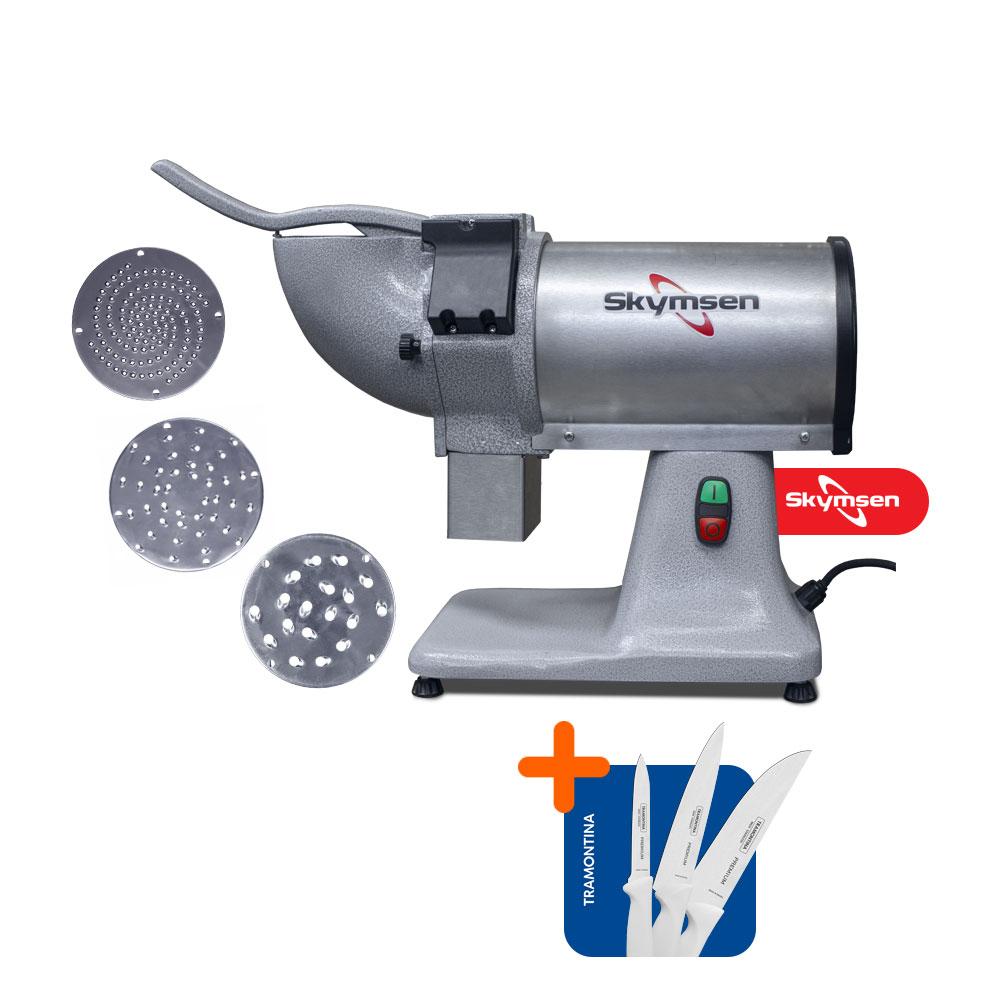 Ralador De Queijo e Coco Elétrico 0,5 CV Desfiador 3 Discos RQC 127V Skymsen + 3 Facas Premium