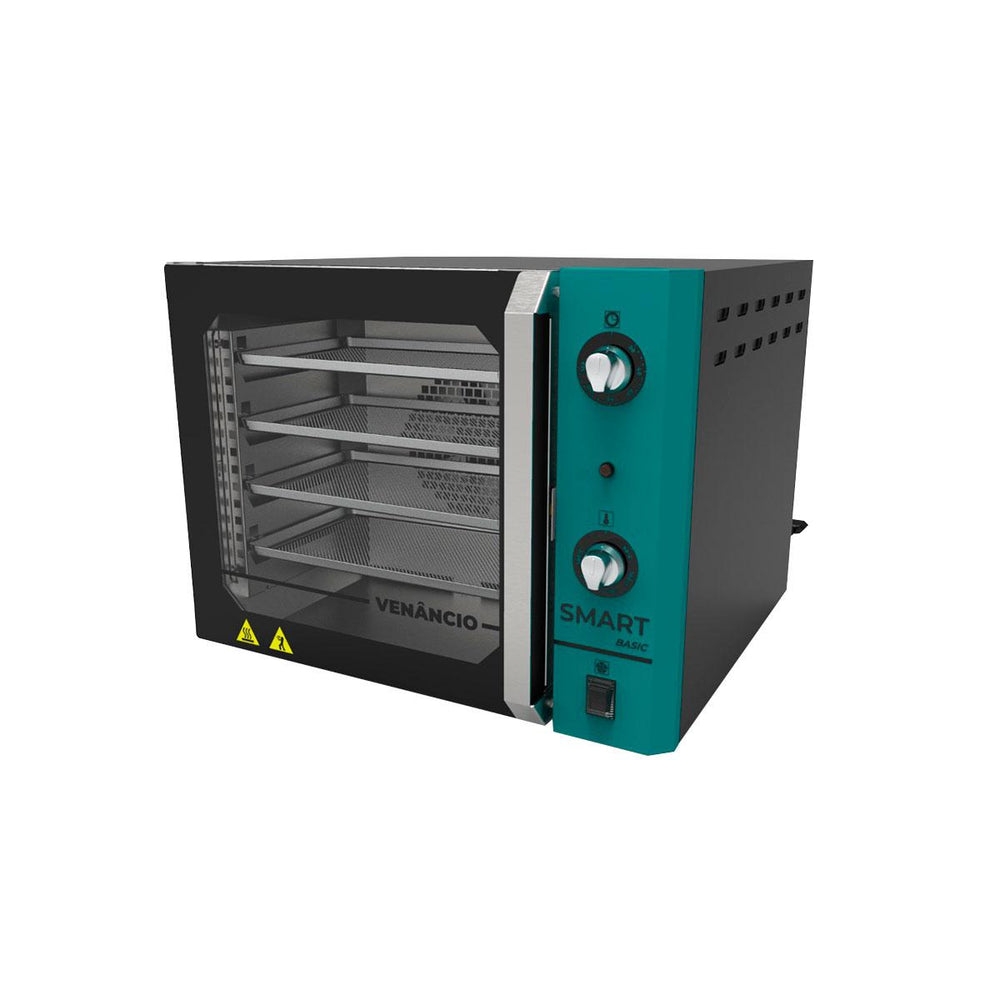 Forno Turbo Elétrico Smart Basic 4 Esteiras Preto e Painel Turquesa FCSB4E 220V - Venâncio