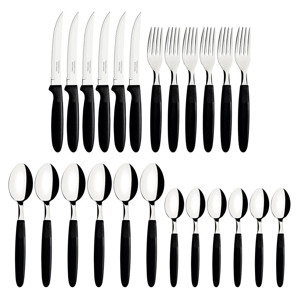 Caçarola Turim Alumínio Chumbo Antiaderente 2,8L + Faqueiro Ipanema 24pc + Wok Loreto 3,3L