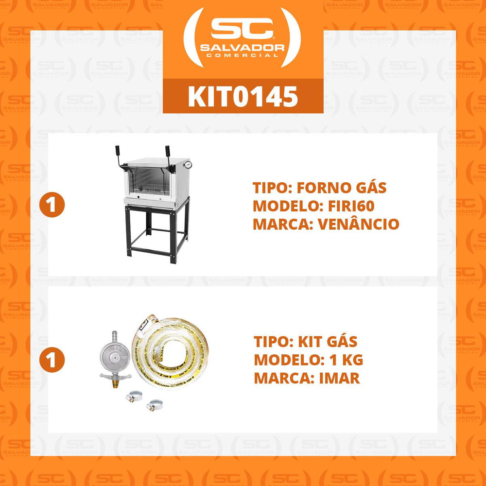 Kit Forno De Lastro a Gás Refratário Roma Inox FIRI60 + Kit Gás - Venâncio