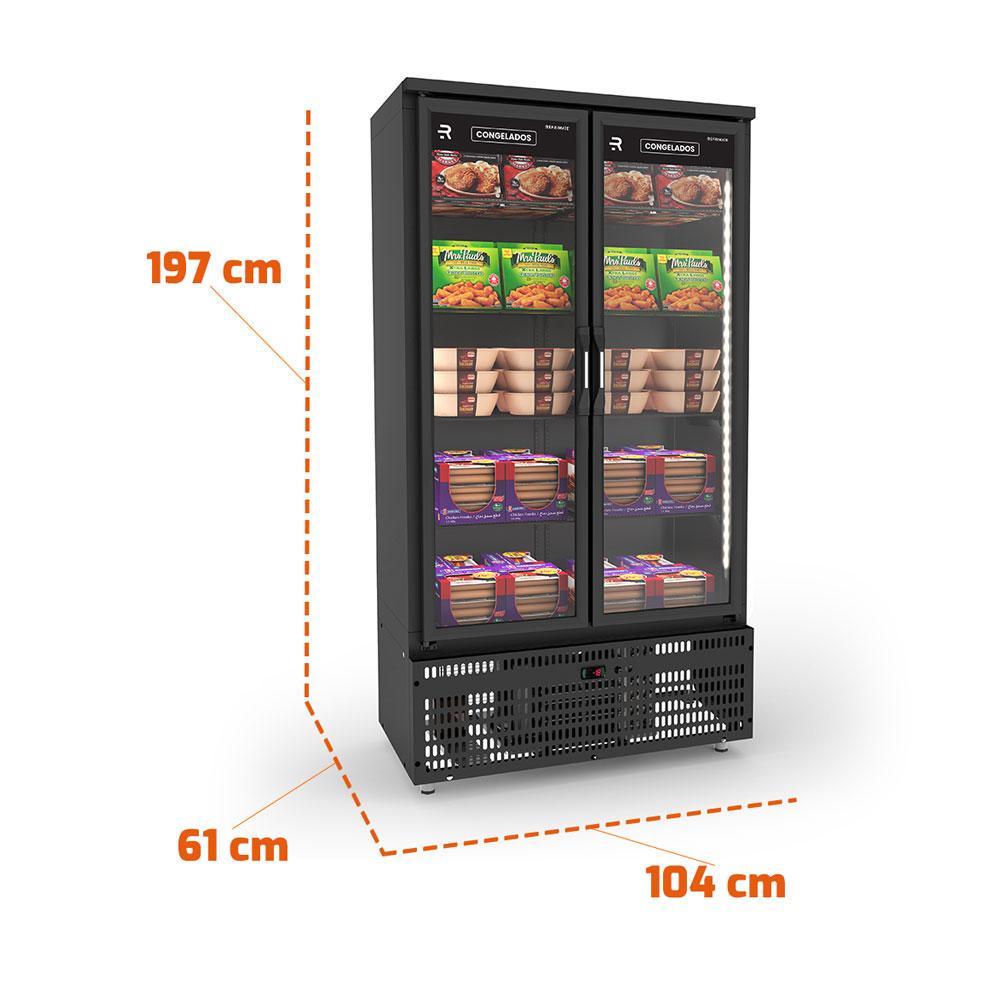 Autosserviço Expositor Vanguard Para Congelados 2 Portas Aquecidas Preto -18°C ASVCG2PPP 220V - Refrimate