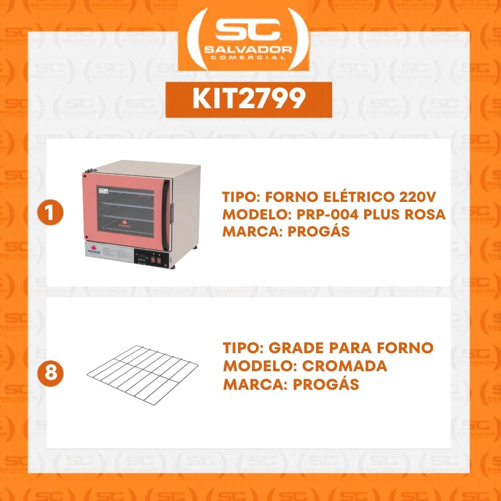 Kit Forno Turbo Elétrico Profissional Digital Prp-004 Plus 220v Rosa + 8 Grades - Progás