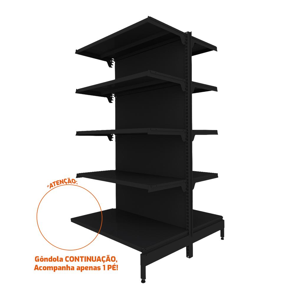 Gôndola Prateleira Preta New Plus 1,70 Central Continuação GCC - Sa Gôndolas Porta Etiquetas Rosa