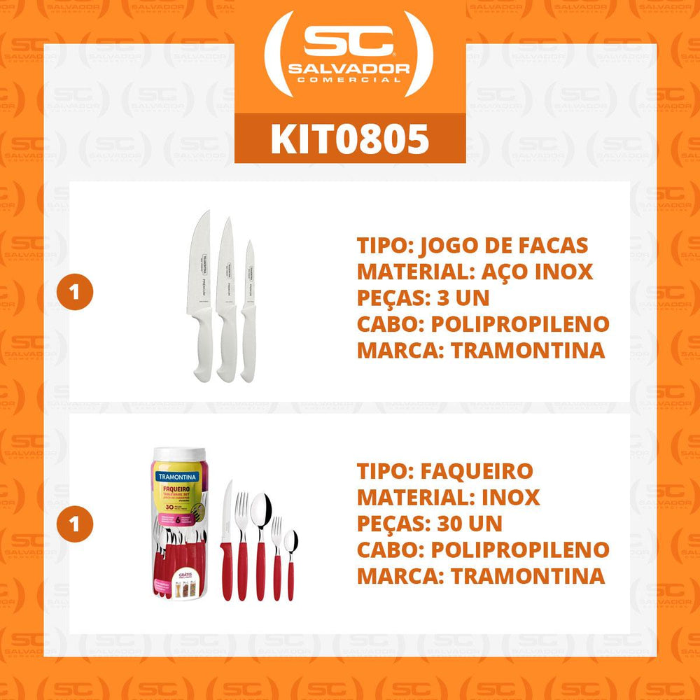 Kit Faqueiro Premium 3 Peças + 1 Faqueiro 30 Peças Ipanema Vermelho - Tramontina