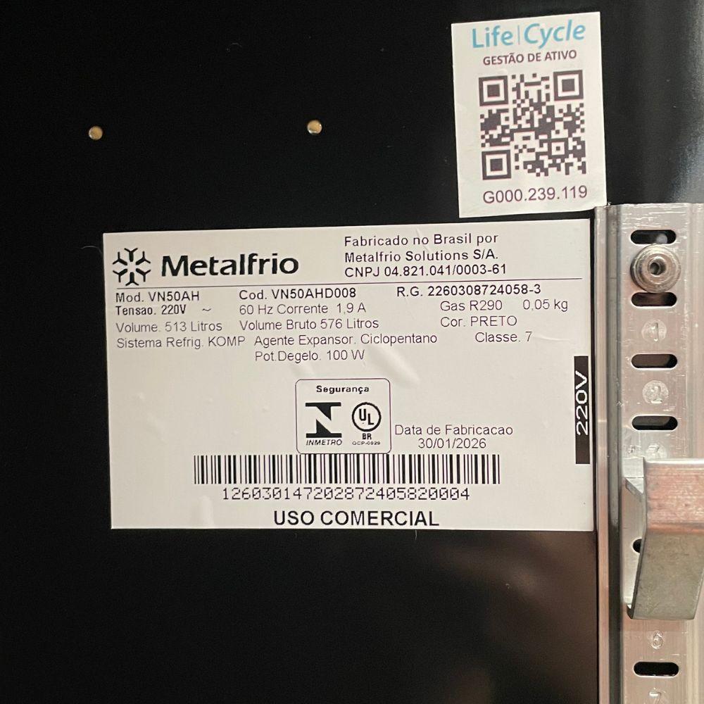 Semi - Cervejeira Expositor Vertical Porta Vidro 513L Vn50ah Optima All Black 220v - Metalfrio