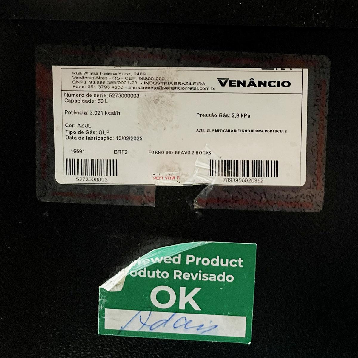 SEMINOVO - Forno Industrial a Gás Bravo Para Fogão 2 Bocas BRF2 Azul - Venâncio