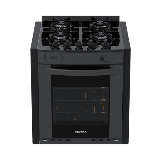 Fogão de Embutir 4 Bocas Gaudi Prisma Vitreo BL Grafite Gás GLP Com Forno GDPMV450 - Venax 18616