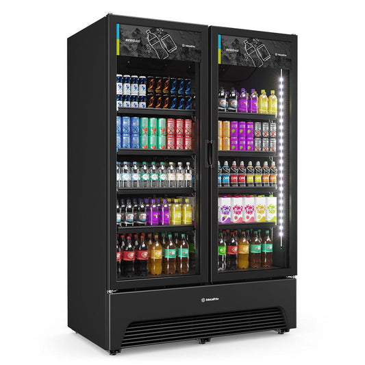 Refrigerador Expositor Vertical Bebidas Duas Portas Vidro 1164l/1257 Vbm3ah All Black Bivolt - Metalfrio
