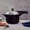 Jogo Panela Pressão Antiaderente 4,5l Preto Com Amassador Inox e Concha Tramontina
