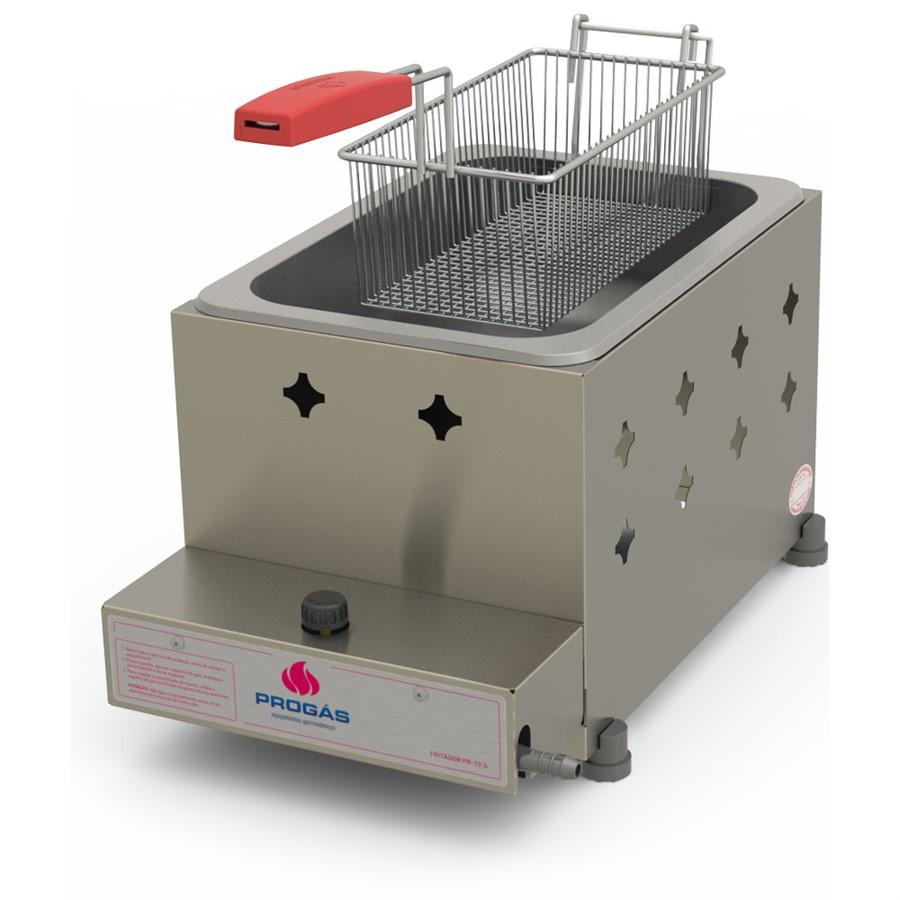 Fritadeira Profissional a Gás 5 Litros Tacho Retangular 1 Cesto Óleo PR-10G - Progás