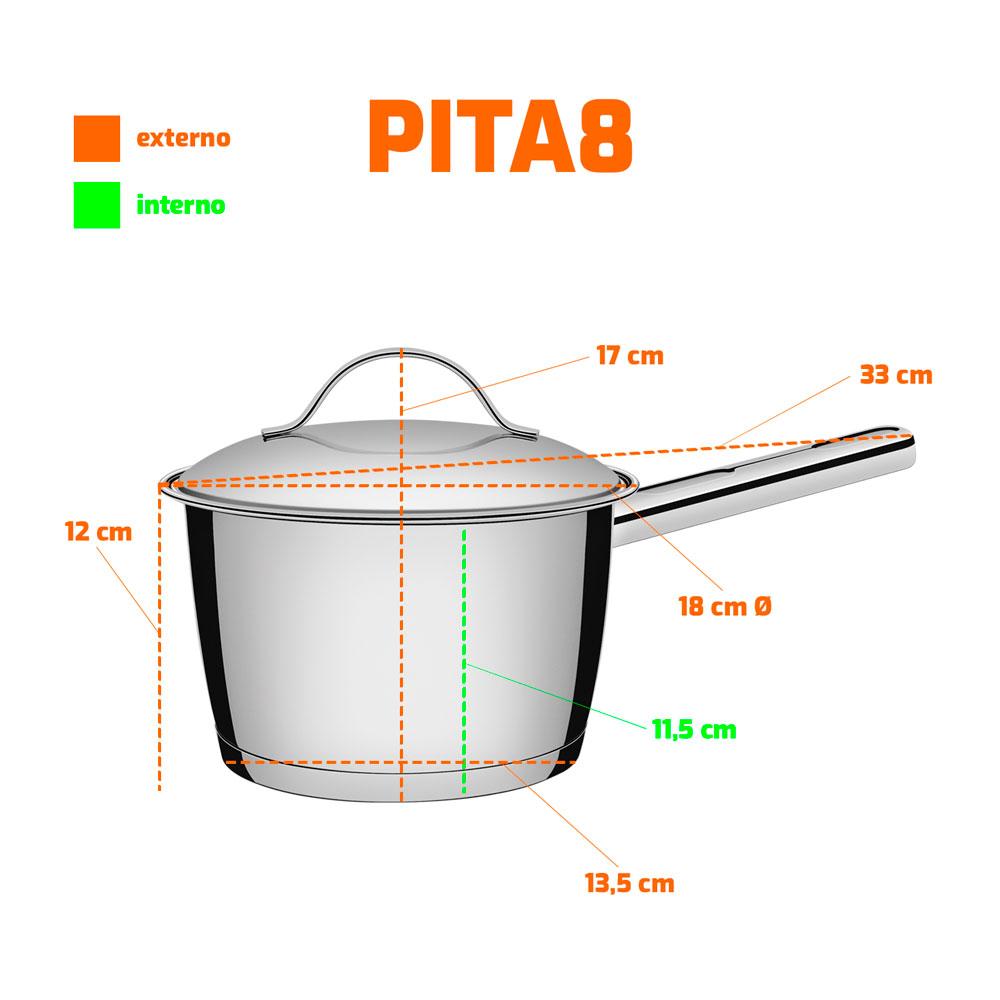 Panela Caldeirão com Cabo Allegra Aço Inox Fundo Triplo 16 cm 2,1L PITA8 - Tramontina 62657160