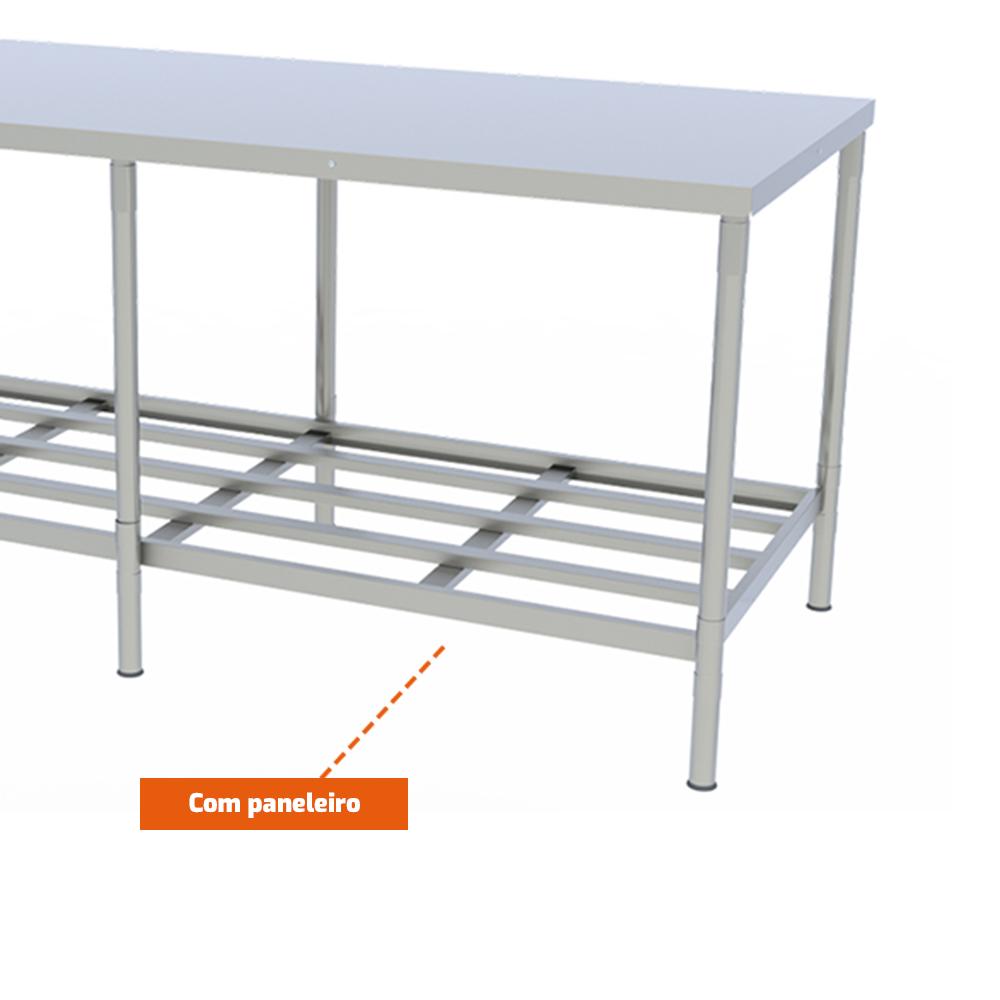 Mesa Bancada De Apoio Inox Desmontável Com Paneleiro 87x190x60cm MES19I – Braesi B18295