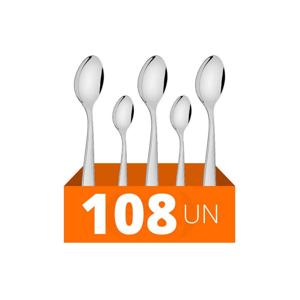 Conjunto Chá e Sobremesa Laguna 108 Peças Luxo Totalmente Em Aço Inox Itop - Tramontina