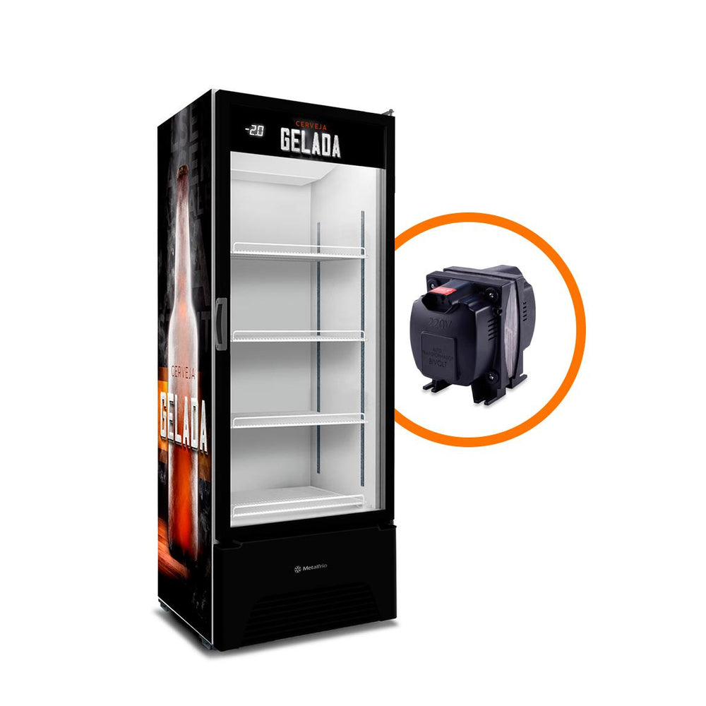 SEMINOVO - Cervejeira Expositor Vertical Porta de Vidro 513l Vn50ah Optima Adesivada  Bivolt (com Transformador) - Metalfrio