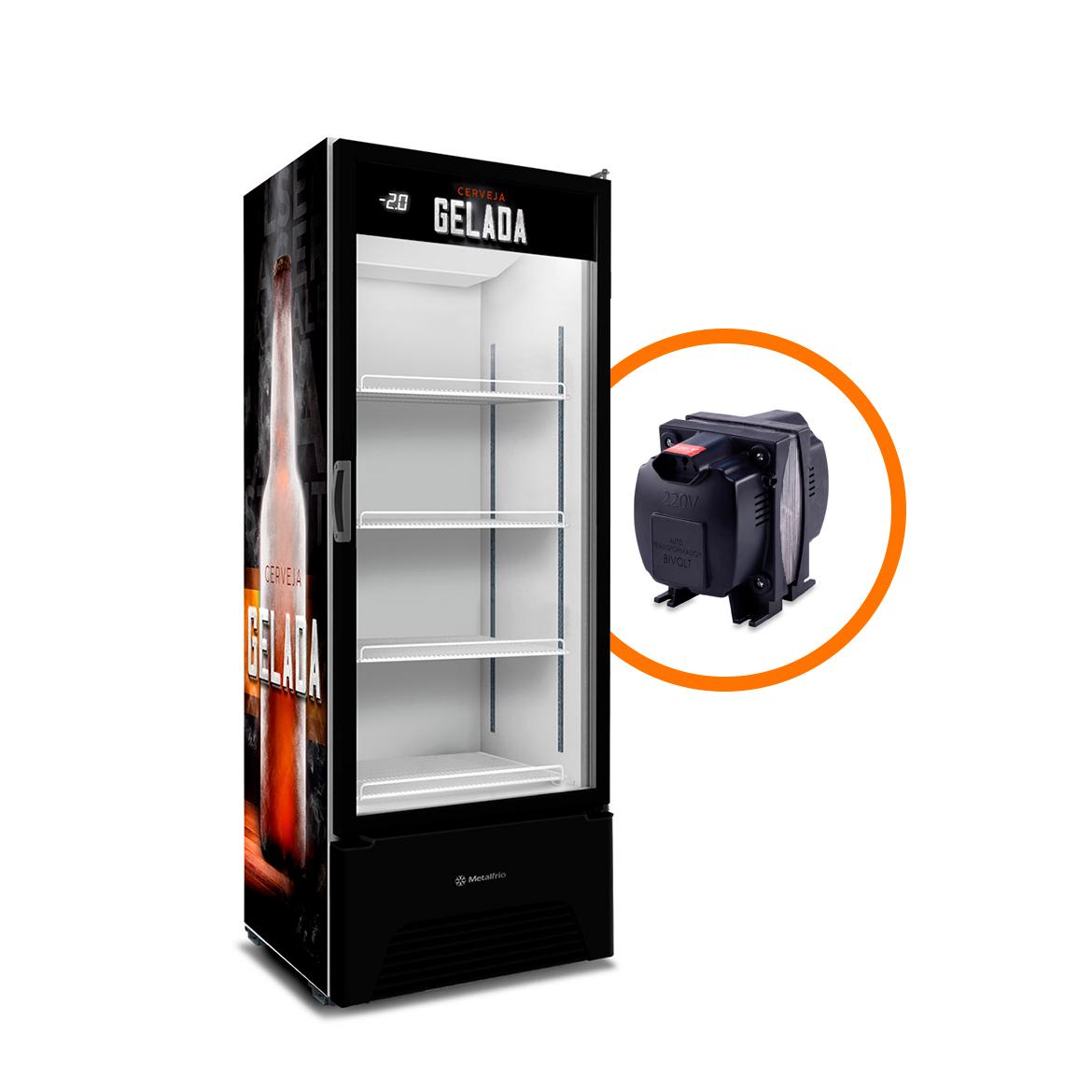 SEMINOVO - Cervejeira Expositor Vertical Porta de Vidro 513l Vn50ah Optima Adesivada  Bivolt (com Transformador) - Metalfrio