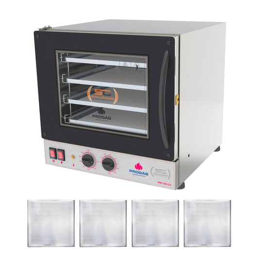 Kit - Forno Turbo Prp-004 127v Preto + 4 Assadeiras - Progás