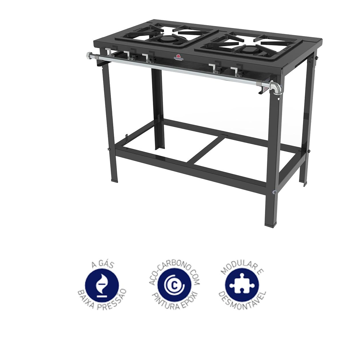 Fogão Industrial em Linha 2 Queimadores Duplos C/ Espera Para Forno PMD-200F – Progás
