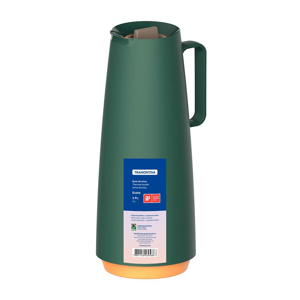 Bule Garrafa Térmica Exata em Plástico Com Ampola de Vidro 1l Verde - Tramontina 61636107