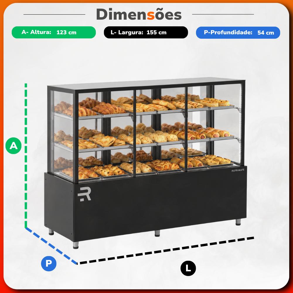 Confeitaria New Vanguard Plus Quente  155cm  60ºc  Cnvpq 1550  220v - Refrimate