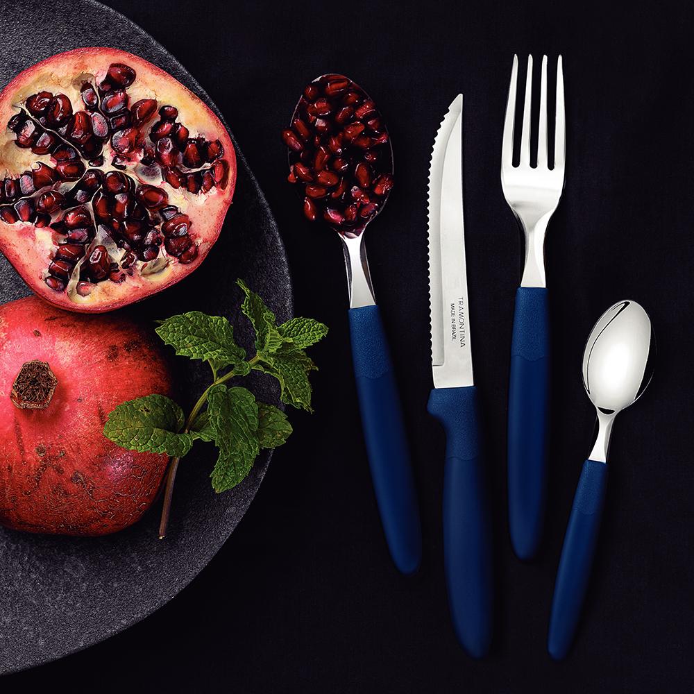 Caçarola Turim Alumínio Chumbo Antiaderente 2,8L + Faqueiro Ipanema Azul 24pc + Wok Loreto 3,3L