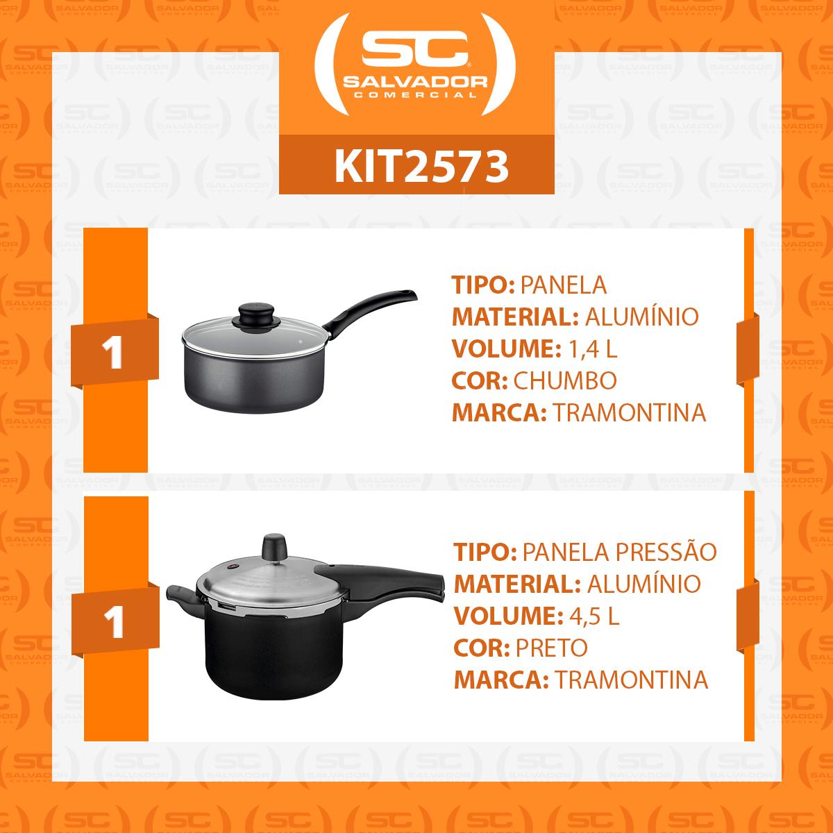 Panela de Pressão Effect 4,5L e Panela Turim Alumínio Chumbo Antiaderente 1,4L PTC - Tramontina