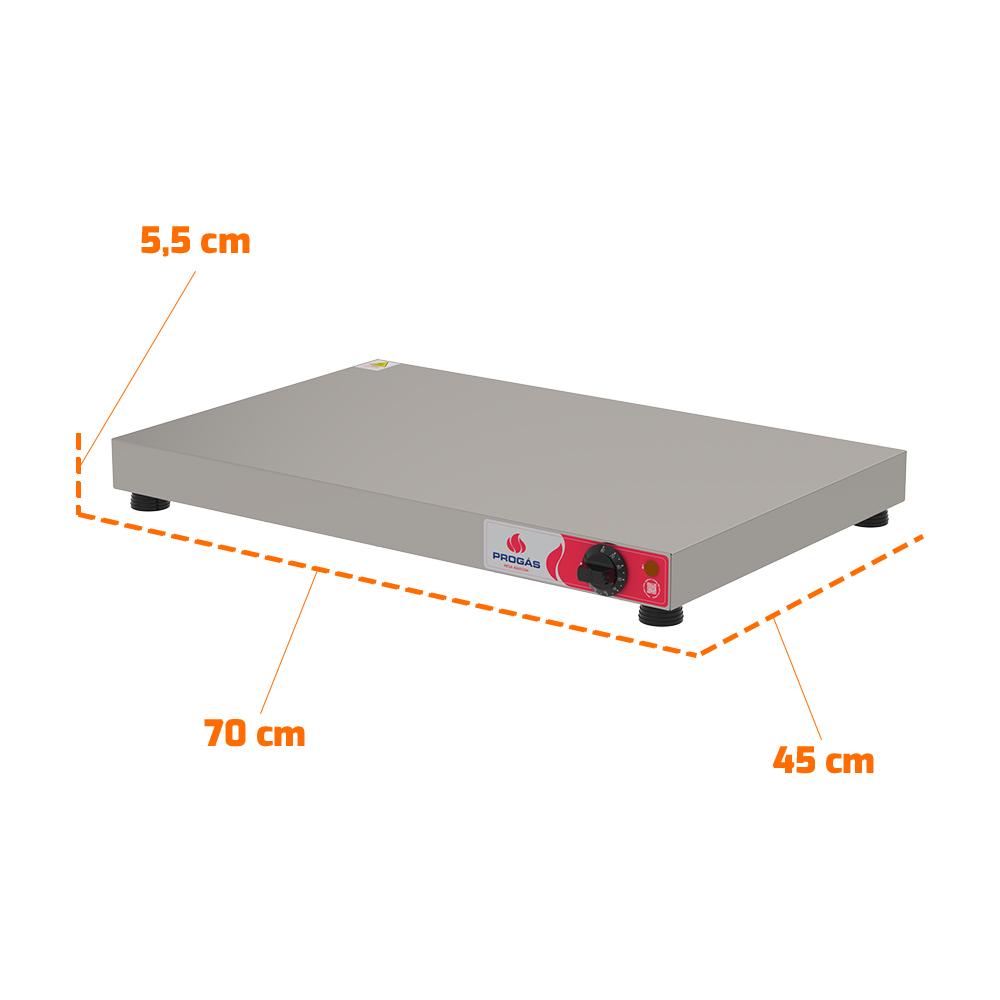 Pista Quente Mesa Aquecida Placa de Aquecimento de Alimentos Inox Elétrica 70cm Prmaq-7 220v Progás