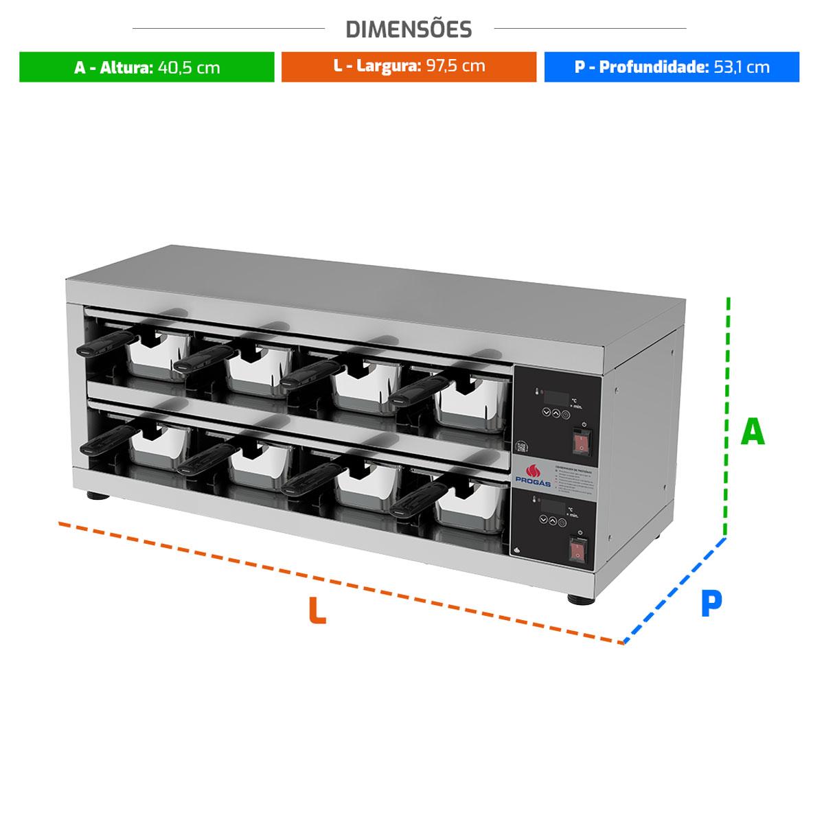 Conservador De Proteínas Profissional Digital Até 80°C 8 Cubas 1600W PRCPROT-08 220V - Progás P46426