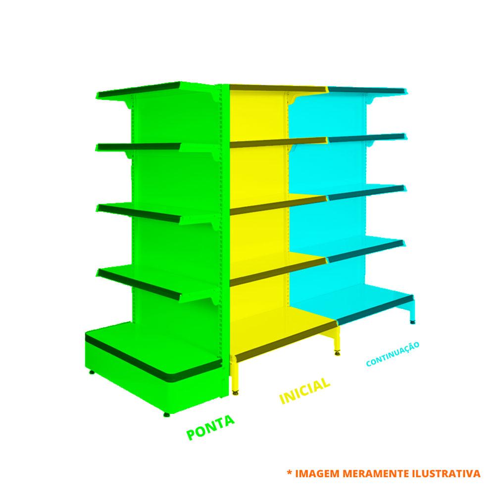 Gôndola Prateleira Preta 4 Níveis 40x30 New Plus 1,40 Central Continuação PE Amarelo - Sa Gôndolas