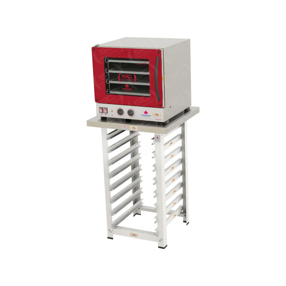 Kit Forno Turbo Elétrico PRP-004 G2 220V Vermelho + Bancada MES-004 - Progás