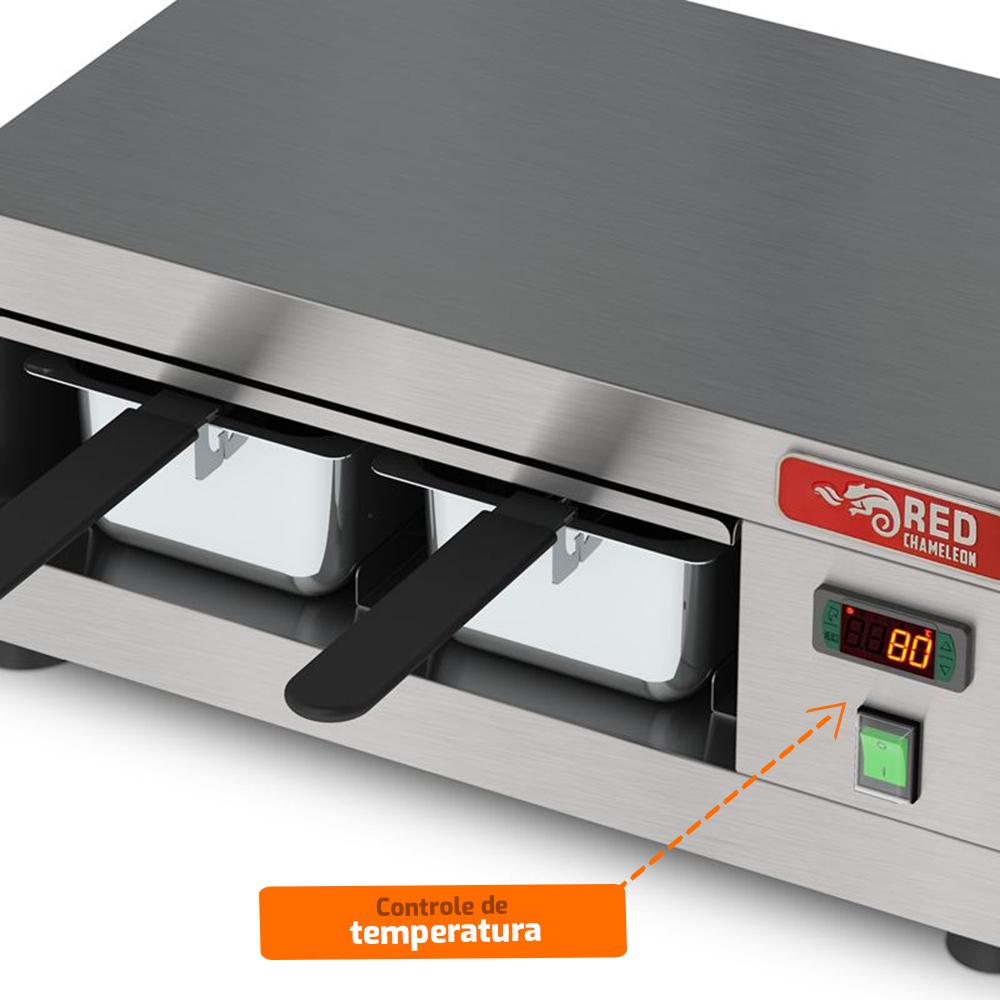Conservador De Proteínas Profissional Digital 50 a 100ºC 400W 2 Cubas 1/3 COPROH2 220V - Red Chameleon