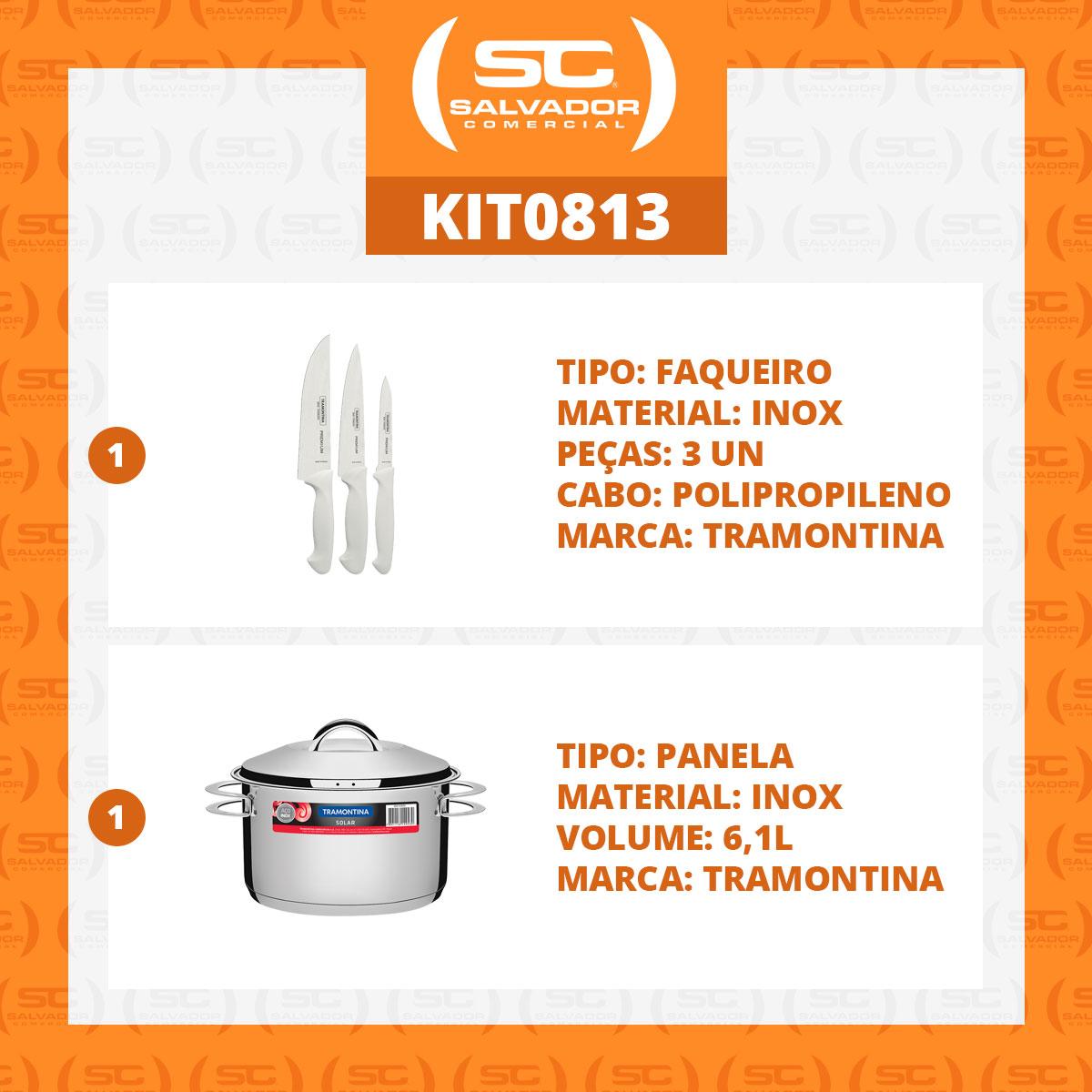 Kit - Faqueiro Premium 3 Peças + 1 Panela Inox Solar 6,1 Lts Solar Pit2 - Tramontina