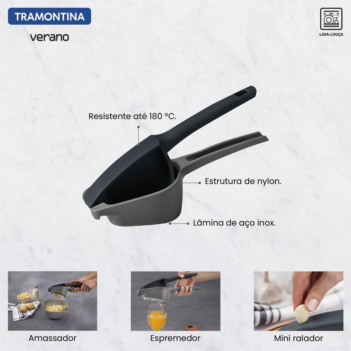 Amassador de Batatas Verano Com Estrutura de Nylon Com Lâmina de Aço Inox Ônix - Tramontina 25581130