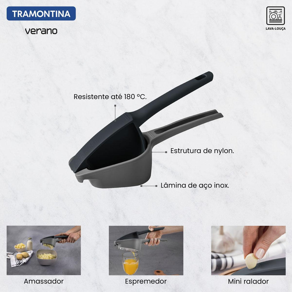Amassador de Batatas Verano Com Estrutura de Nylon Com Lâmina de Aço Inox Ônix - Tramontina 25581130