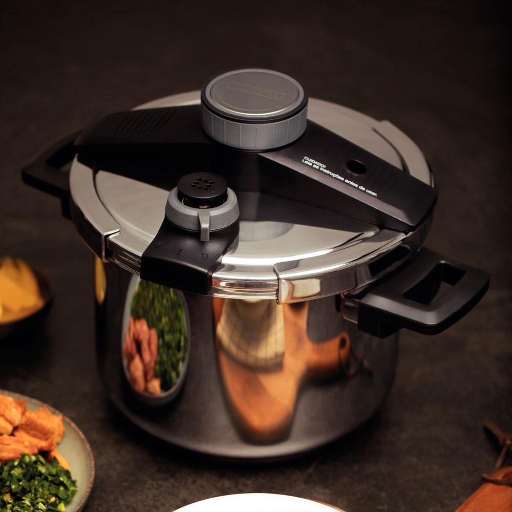 Panela Pressão Presto Aço Inox Fundo Triplo 5 Dispositivos de Segurança 22 cm 6l - Tramontina 62518220